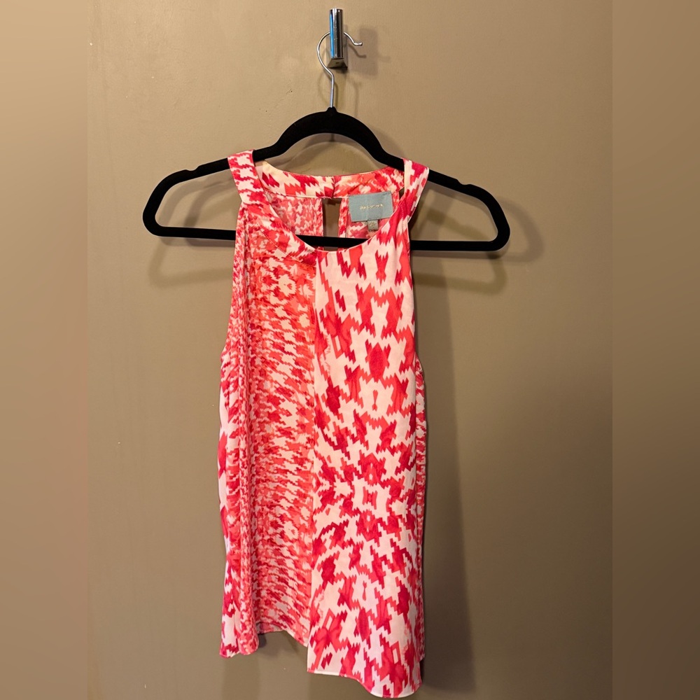 Skies Are Blue Pink and White Flowy Sleeveless Top